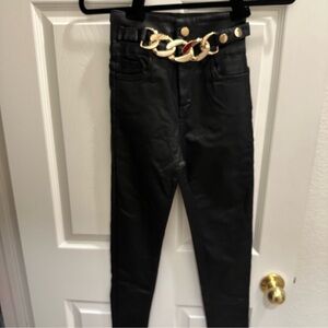 Black Pants High-Waisted Gold Chain Small